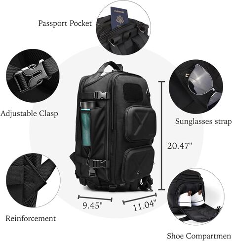 حقيبة ظهر للكمبيوتر المحمول كبيرة جدًا للسفر من Backpack Islanders مع حقيبة ظهر جامعية بمنفذ شحن USB | حقيبة ظهر للسفر للكمبيوتر مضادة للسرقة للرجال والنساء (أسود، كبير 35 لتر) in Kuwait