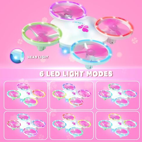 Mini Drone for Kids and Adults Beginners, RC Drone Quadcopter Outdoor & Indoor Toys with 6 Mode Colorful Led and 2 Batteries, Altitude Hold, 3D Flips, Prefect Gift Toy for Boys and Girls 6+ Year Old in Saudi Arabia