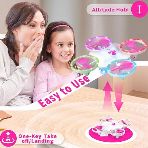 Mini Drone for Kids and Adults Beginners, RC Drone Quadcopter Outdoor & Indoor Toys with 6 Mode Colorful Led and 2 Batteries, Altitude Hold, 3D Flips, Prefect Gift Toy for Boys and Girls 6+ Year Old in Saudi Arabia