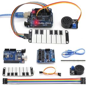 Touch Board Piano Module Project, UNO R3 Basic Starter Kit with Extended Edition Compatible with Arduino IDE Tutorials Videos, Easily Assemble Electronics Fun Kit Crcuit Board for Kids Learning (3)