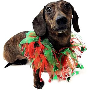 Midlee Jingle Bells and Christmas Trees Decorative Dog Collar (Large)