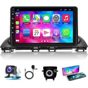 4G+64G Android Car Radio for Mazda 3 Axela 2014-2019, Wireless Carplay&Android Auto Mazda Stereo with 9 Inch IPS Touch Screen, Support Bluetooth/Voice Control/GPS/WiFi/Back-up Camera/SWC/FM Radio