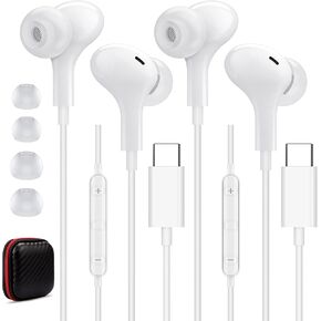 سماعات أذن USB C مكونة من قطعتين، سماعات أذن سلكية مغناطيسية عازلة للضوضاء داخل الأذن من النوع C، ميكروفون للتحكم في مستوى الصوت، ستيريو باس لهاتف iPhone 16 iPad Air (M2)، S24 S23 Ultra S22 S21 S20 A53، Pixel 6a 6 7 OnePlus 11 in Kuwait