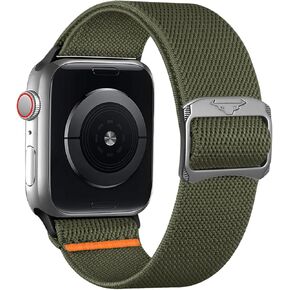 Longhorn Buckle Apple Watch Band - Adjustable Elastic Nylon Strap for Apple Watch 38 40 41mm 42 44 45 46mm, Adventure-Ready Breathable Comfortable for Men Women