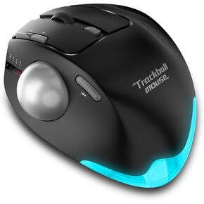 JOMAA Ergonomic 2.4G Wireless Trackball Mouse BT Trackball Mouse Easy Thumb Control Tracking for Laptop Computer (Silver)