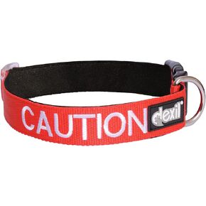 CAUTION Red Color Coded S-M L-XL Buckle Dog Collar (Do Not Approach) PREVENTS Accidents By Warning Others of Your Dog in Advance (L-XL Collar 15-25"Lx1.5"W)
