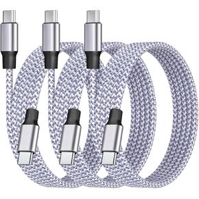 USB C to USB C Charger Cable 5A Fast Charging, Rombica 3Pack 6FT 100W Type C to Type C Nylon Braided Type C Charger Cord for iPhone 16/16 Pro/16 Pro Max/15/15 Pro/Galaxy S24/S23/Pixel/iPad Pro/MacBook