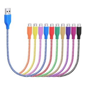 OKRAY Micro USB Cable 1ft, 10-Pack Short Colorful Nylon Braided Micro USB 2.0 Fast Charge & Sync Data Android Charger Cord Compatible for Samsung Galaxy J3 J7 S7 S6 Edge Note 5 4, Tablet, Power Bank