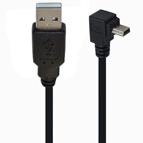 90 Degree Mini USB Cable Angle Mini 5pin USB B Male to USB 2.0 Male Data Sync Charging Extension Cable for GPS Dash Cam Black Up Angle 4.9FT