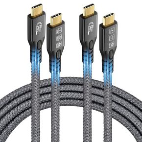 USB C 3.2 Gen2x2 20Gbps, 2 x Type C 4K@60Hz UHD Video 5A/240W PD3.1 Fast Charge Cord with E-Marker Compatible with Thunderbolt 3/4 for iPhone 15Pro MacBook (2, 2 x USB C 20G 240W 3M)