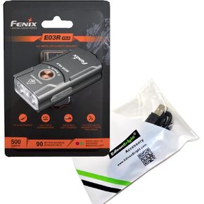 EdisonBright Fenix E03R V2 USB Rechargeable 500 Lumen LED Keychain Flashlight, Brand USB Charging Cable Bundle