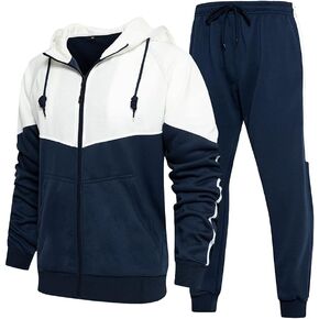Men's Casual Tracksuit Long Sleeve Full-Zip Running Jogging Sports Jacket and Pants