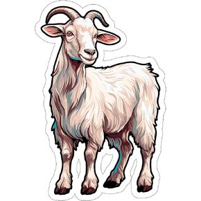 Goat Sticker Travel Outdoors Decal Vinyl Small Waterproof for Water Bottle Mug Passport Book Scrapbook Notebook Laptop Tumbler Skateboard Computer Phone Size 4" Funny Gift ID44990
