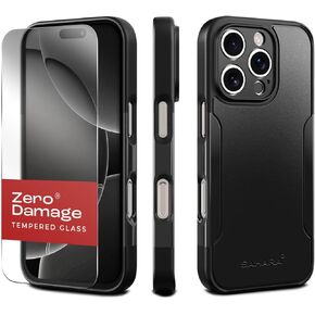 Sahara Scorpion Case for iPhone 16 Pro Max, Classic Series Protection Kit Compatible with MagSafe – Case with Tempered Glass Screen Protector, Black (CP00701)