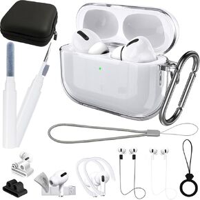 Clear Case for AirPods Pro 2 Accessories Set - Cleaning Pen 12in1 TPU Protective Case Cover Kit for AirPod Pro 2nd Generation Charging Case Compatible with AirPods Pro 2 Case 2022 Transparent