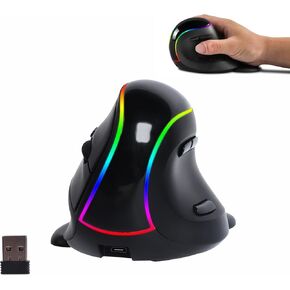 Wireless Ergonomic Vertical Mouse Rechargeable Large Mouse, Removable Palm Rest, 2400DPI, RGB Light Ergonomic Mouse,Wireless Vertical Mouse Rechargeable Optical Mice Silent Computer Mouse for Laptop
