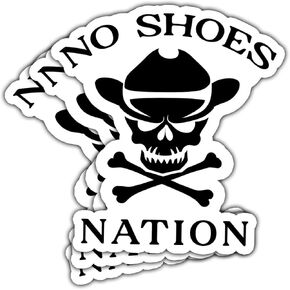 (3Pcs) No Shoes Nation Sticker, Pirate Skull with Cowboy Hat Sticker, Cowboys Decal, Skull Sticker - Stickers for Laptop Water Bottle Phone Car Window Helmet 3"