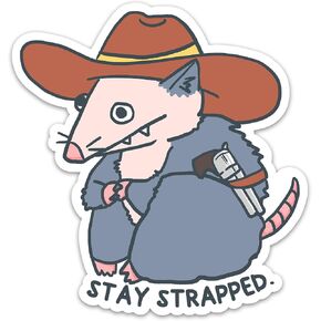 (3PCs) Possum Stay Strapped Sticker, Funny Possum Memes Waterproof Vinyl Stickers for Laptop Water Bottle Tumbler Journaling Scrapbooking Diary Planner, Cute Possum Decals (3 Inches)
