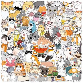 100PCS Cute Cat Stickers for Water Bottles Laptop,Phone,Skateboard Stickers,GSLAYO Vinyl Sticker Pack,Cute Waterproof Stickers, Kawaii Stickers for Kids Teens Girls