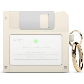 elago Floppy Disk Case Compatible with AirPods 3rd Generation Case - Compatible with AirPods 3 Case Cover, Carabiner Included, Shock Resistant, Full Protection, Supports Wireless Charging (Dark Grey)