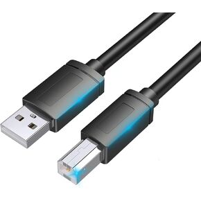 HSMIENK USB Printer Cable 6.6FT, USB 2.0 Cable Type A Male to B Male Cable High Speed Scanner Cord Data Cables Compatible with HP, Canon, Brother, Dell, Lexmark, Epson and More