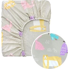 Moonybaby Baby Crib Sheet - 100% Organic Cotton Crib Sheet Unisex - for Standard Crib and Toddler Mattresses – 2 Pack (Grey and Jersey with Animal Printing)