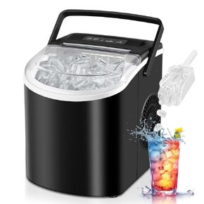 HAILANG Portable Ice Maker Machine for Countertop, 2 Sizes Bullet Shaped Ice, 9 Ice Cubes Ready in 7 Minutes, with Ice Scoop and Basket for Home/Office/Bar