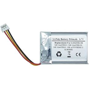 500mAh 3.7V Replacement Battery for Logitech MX Master 3, MX Master 2S, MX Master 2, MX Anywhere 2, M-RO052, 533-000120, 533-000121, AHB303450, L/N: 1412 SNO-602535PCN-MX