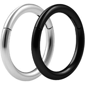 bodyjewellery 2pcs 16g 5/16 Hinged Segment Rings Septum Norstril Seamless Clicker Hoop Cartilage Nose Lip Ear Tragus Helix - Pick Colors