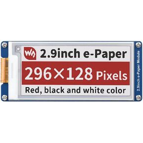 Waveshare Epaper HAT 2.9 Inch Eink Display 296×128 Red Black White Three Color E-Paper Screen for Raspberry Pi 4B+ 4B 3B+ 3B 2B+ Zero Jetson Nano Ardui SPI Interface E-Ink
