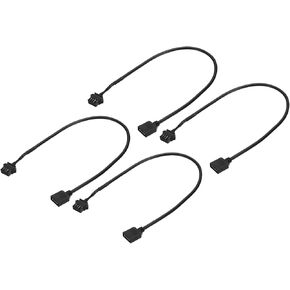 PATIKIL 12V 4 Pin to SM4P Female Splitter Cable, 4 Pcs PWM Fans RGB Power Cord ARGB Extension Connector Plug for Computer Chassis Motherboard, Black
