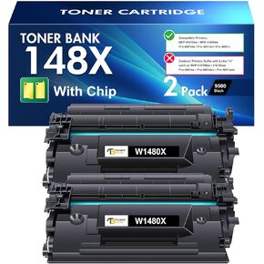 Toner Bank Compatible Toner Cartridge Replacement for 148X 148A W1480X W1480A for HP Pro 4001dw 4001dn 4001n MFP 4101fdw 4101fdn Printer Ink (with Chip) (Black, 2Pack)