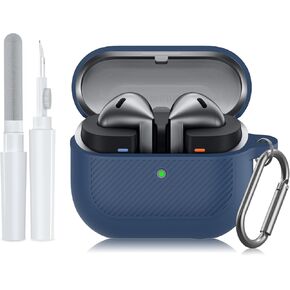 for Samsung Galaxy Buds 3 Pro Case & Galaxy Buds 3 Case (2024), Silicone Case for Samsung Galaxy Buds Pro 3, Shockproof Protective Case with Clean Kit & Carabiner (Drakblue)