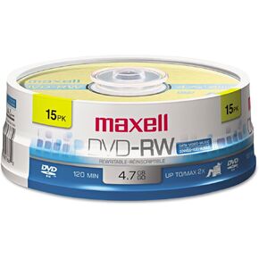 ماكسيل 635117 تنسيق تسجيل قابل لاعادة الكتابة 4.7GB DVD-RW تشغيل القرص على محرك دي في دي او مشغل ارشيف ملفات ذات سعة عالية