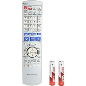 EUR7659Y70 Remote Control Compatible with Panasonic DVD VCR Recorder DMR-ES25 DMR-ES35 DMR-ES45 DMR-ES46 DMR-ES25S DMR-ES35V DMR-ES45V DMR-ES36V DMR-ES45VS Replacement Controller with Batteries