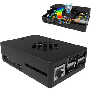 Vilros Raspberry Pi 5 Compatible Aluminum Alloy Case with Passive & Active Cooling (Black)