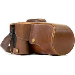 MegaGear MG1185 Canon EOS Rebel T6s, 8000D (18-55mm) Ever Ready Leather Camera Case and Strap - Dark Brown