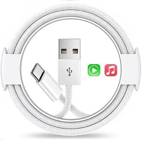 Car Carplay Woven Cable for iPhone 16/15 Car Charger Cord, 3FT USB A to USB C Cable Compatible for iPhone 16/15 Pro Max Plus, iPad 10th, iPad Pro Air Mini Car Charging Cable-Braided