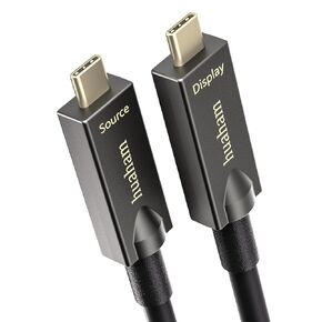 Full Featured USB C to C Fiber Optic Cable 10M/33FT, 10Gbps&PD 60W Charging USB 3.1 Type C Cable, Support 2-Lane DP1.4 and 4K@30Hz Video Output for Webcam, Video Conference, VR, TV, Laptop
