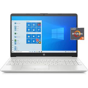2021 HP 15.6'-inch HD Laptop PC AMD Dual-Core Ryzen 3 3250U 4GB DDR4 128GB SSD + 1TB HDD AMD Radeon Graphics Computer USB-C HDMI WiFi AC RJ45 Bluetooth Webcam Notebook, Silver (Renewed)