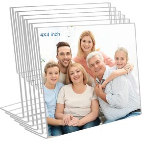 4x6 Acrylic Picture Frames, Set Of 6 Clear Acrylic Frameless Transparent Frame Gift for Desktop Display, Vertical Standing Picture or Display Sign Holder with Inserts for Home Office