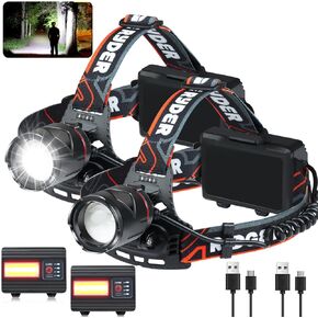 LED Rechargeable Headlamp,Head Lamps Battery Powered, Super Bright 120000 High Lumen with 3+4 Modes Waterproof Zoomable Head lamp,135° Adjustable for Outdoor Exploring Cycling, Fishing