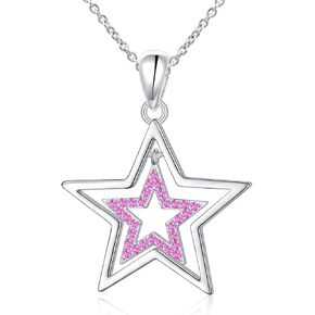 Alphm S925 Sterling Silver Double Stars Y2K Necklace & Earrings Pentagram Pendant Jewelry for Women