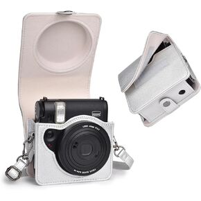 Rieibi Camera Case for Instax Mini 99 - PU Leather Protective Case for Fujifilm Instax Mini 99 Instant Camera - Removable Case with Shoulder Strap Magic fastener - grey