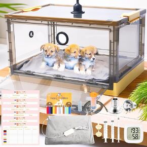 Puppy Incubator - Incubator for Puppies with Puppy Bed Pad, Kitten Incubator with Whelping Collars, Puppy Feeding Tube for Puppies and Kitten