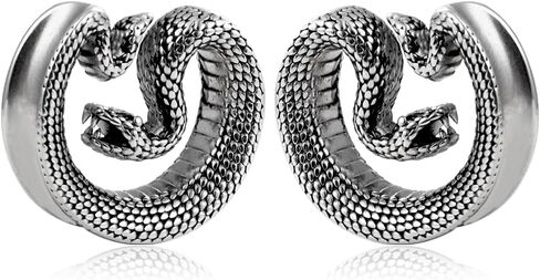 Earblity 8mm-25mm (0g-1 ") سدادات سرج الثعبان مقاييس الأذن الأنفاق لا تسبب الحساسية 316 الفولاذ المقاوم للصدأ أقراط المقابس ثقب للأذنين المتوسع مجوهرات الجسم 2 قطعة in Kuwait
