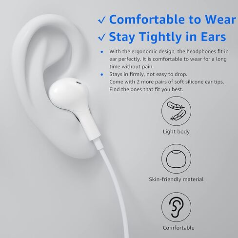 سماعات أذن USB C مكونة من قطعتين، سماعات أذن سلكية مغناطيسية عازلة للضوضاء داخل الأذن من النوع C، ميكروفون للتحكم في مستوى الصوت، ستيريو باس لهاتف iPhone 16 iPad Air (M2)، S24 S23 Ultra S22 S21 S20 A53، Pixel 6a 6 7 OnePlus 11 in Kuwait