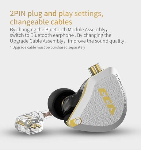 Kinboofi IEM Headphone, CCA C12 Wired HiFi Earbuds Earphone, 5BA+1DD Hybrid HiFi in Ear Monitor Headphones Noise Isolating Stereo Wired Earbuds for Musicians Audiophile (with Microphone, Gold)… in Saudi Arabia
