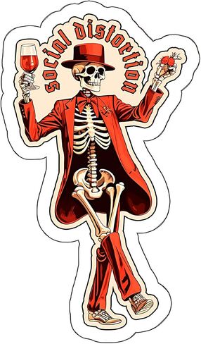 Social Distortion Skeleton Sticker Souvenir Weatherproof Decal Vinyl Small Waterproof Bottle Mug Passport Book Scrapbook Notebook Laptop Tumbler Skateboard Computer Phone Size 4" Gift ID44990 in Saudi Arabia