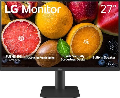 LG 24MS550-B 24 بوصة IPS FHD (1920x1080) 100 هرتز 5 مللي ثانية وضع القارئ حامل قابل للتعديل للإمالة/الارتفاع، مكبر صوت مدمج، تصميم بلا حدود، تحكم على الشاشة، مثبت أسود DAS Crosshair HDMI أسود in Kuwait